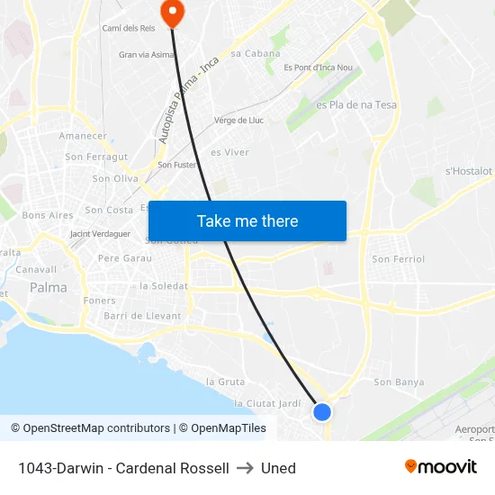 1043-Darwin - Cardenal Rossell to Uned map