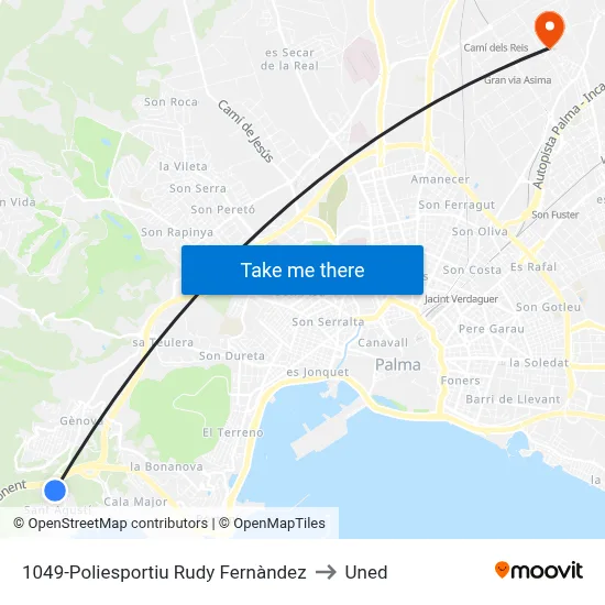 1049-Poliesportiu Rudy Fernàndez to Uned map