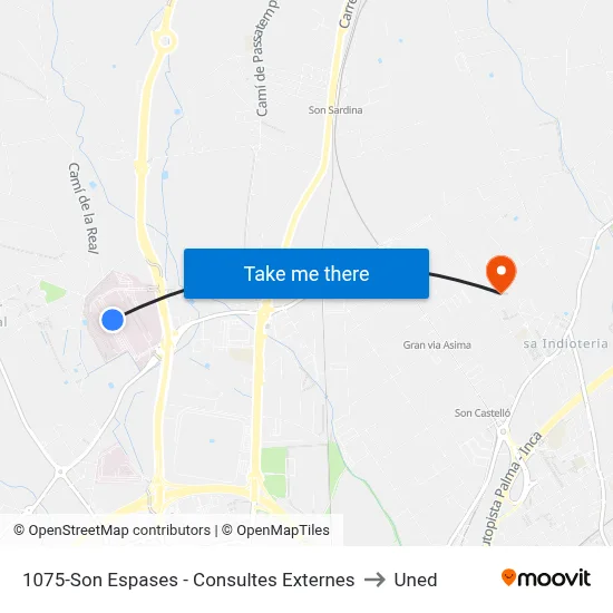 1075-Son Espases - Consultes Externes to Uned map