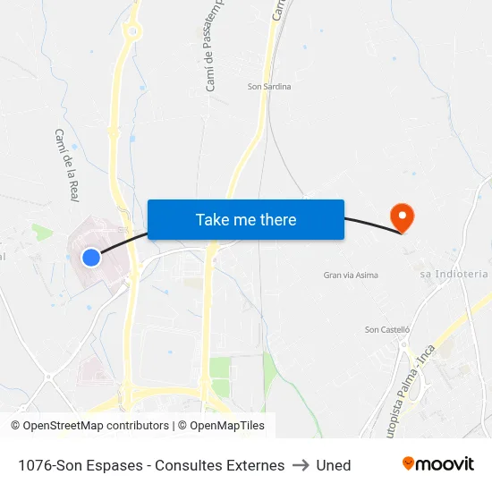 1076-Son Espases - Consultes Externes to Uned map
