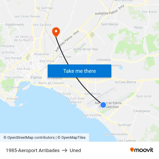 1985-Aeroport Arribades to Uned map