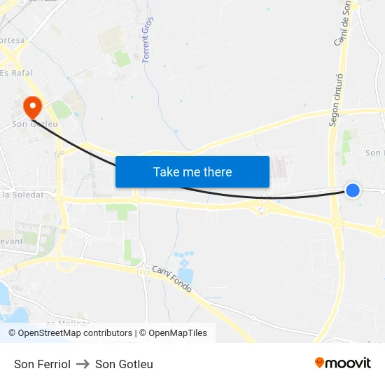 Son Ferriol to Son Gotleu map