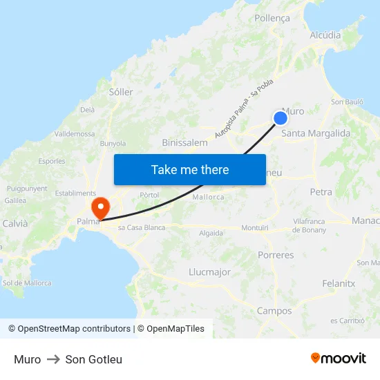 Muro to Son Gotleu map