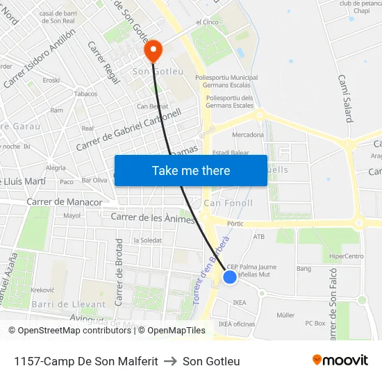 1157-Camp De Son Malferit to Son Gotleu map