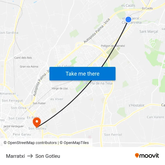 Marratxí to Son Gotleu map