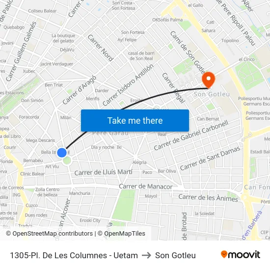 1305-Pl. De Les Columnes - Uetam to Son Gotleu map