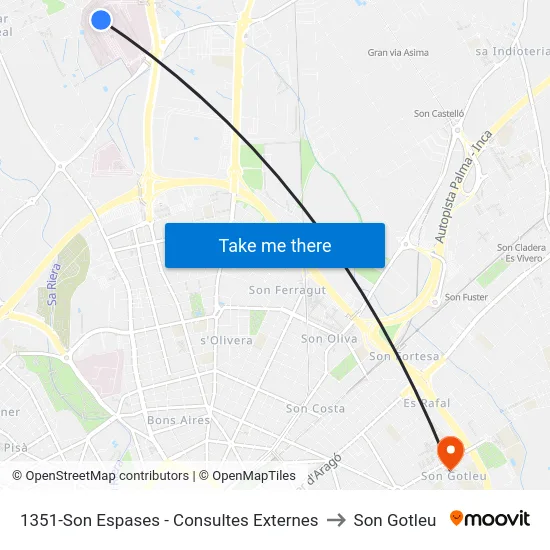 1351-Son Espases - Consultes Externes to Son Gotleu map