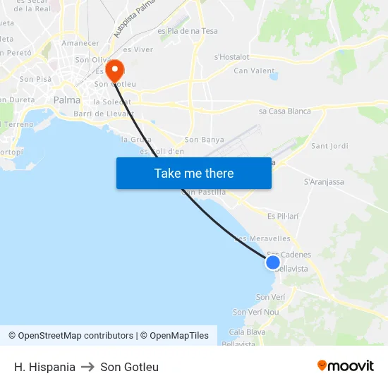 H. Hispania to Son Gotleu map