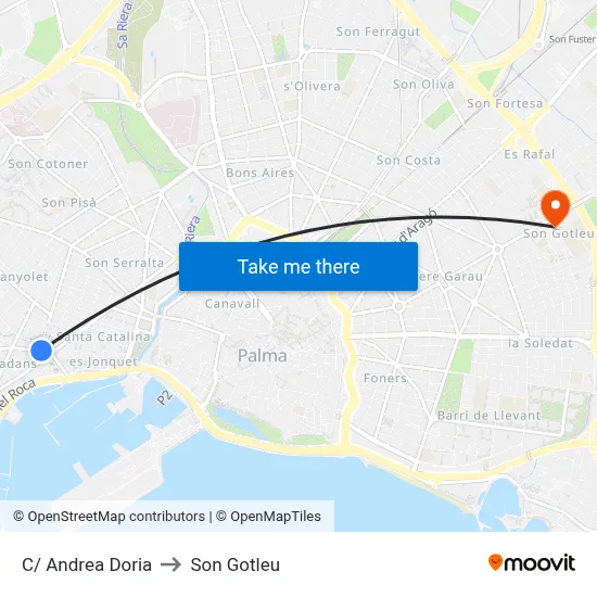 C/ Andrea Doria to Son Gotleu map