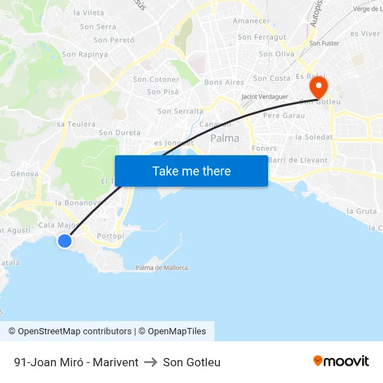 91-Joan Miró - Marivent to Son Gotleu map