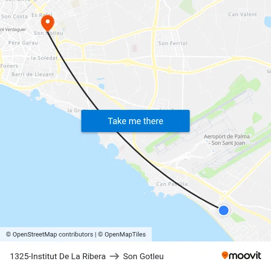 1325-Institut De La Ribera to Son Gotleu map