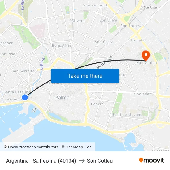 Argentina - Sa Feixina (40134) to Son Gotleu map