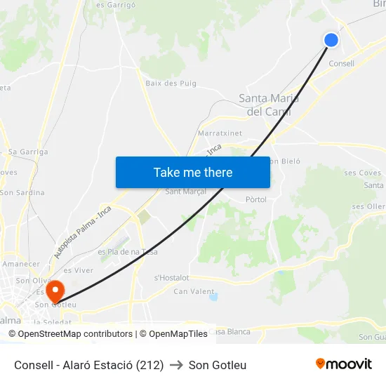 Consell - Alaró Estació (212) to Son Gotleu map