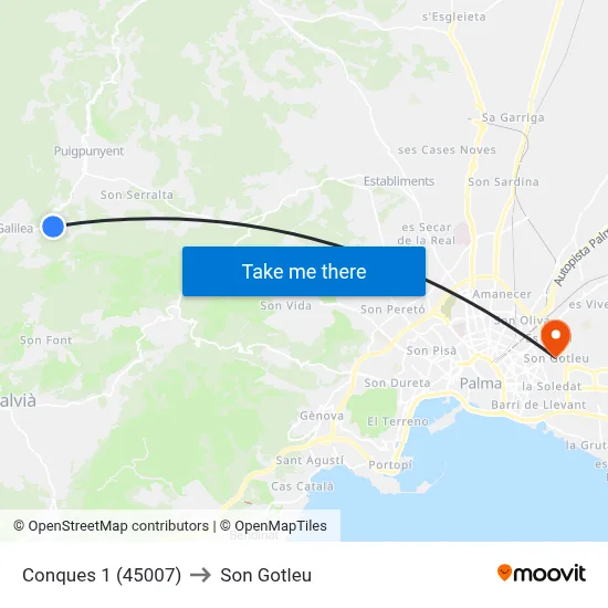 Conques 1 (45007) to Son Gotleu map