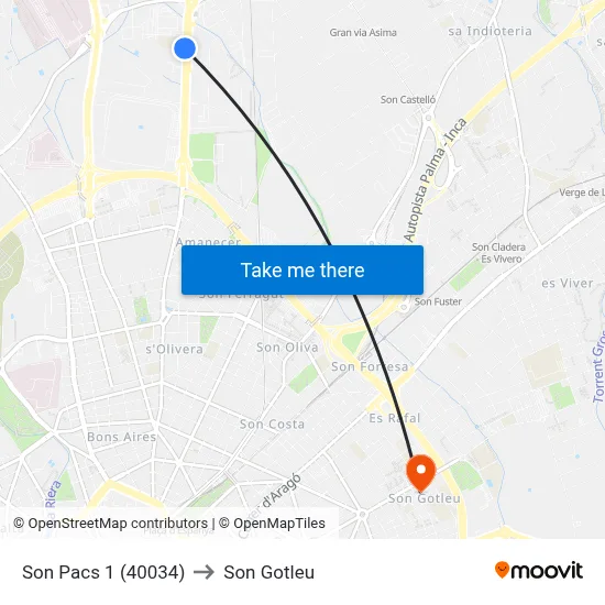 Son Pacs 1 (40034) to Son Gotleu map