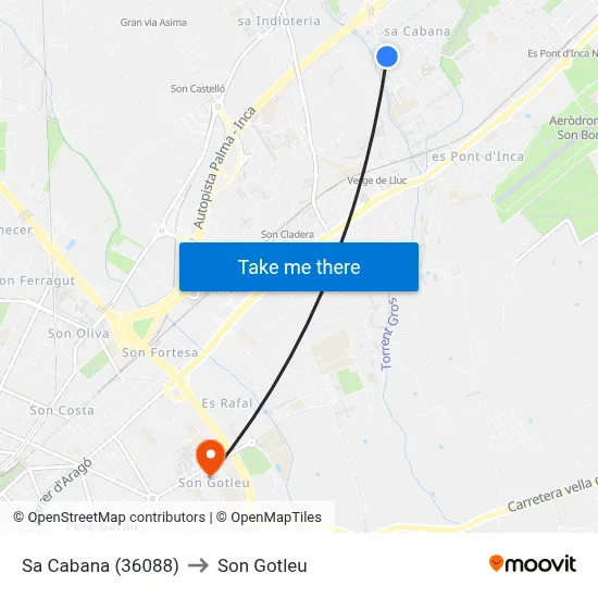 Sa Cabana (36088) to Son Gotleu map