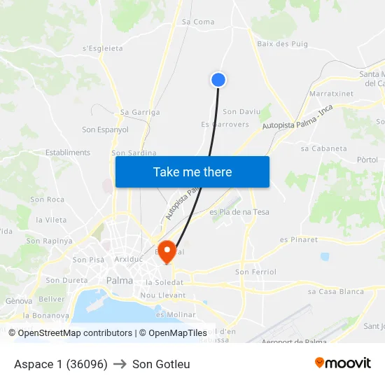 Aspace 1 (36096) to Son Gotleu map
