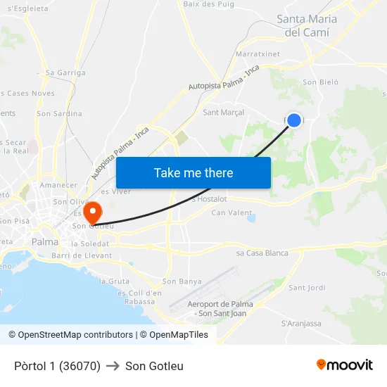 Pòrtol 1 (36070) to Son Gotleu map