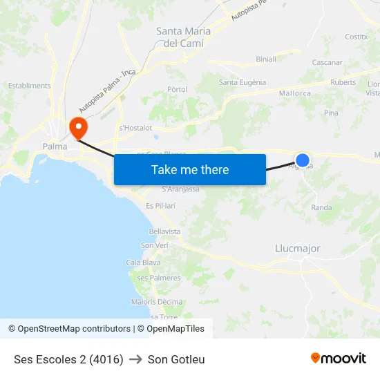 Ses Escoles 2 (4016) to Son Gotleu map