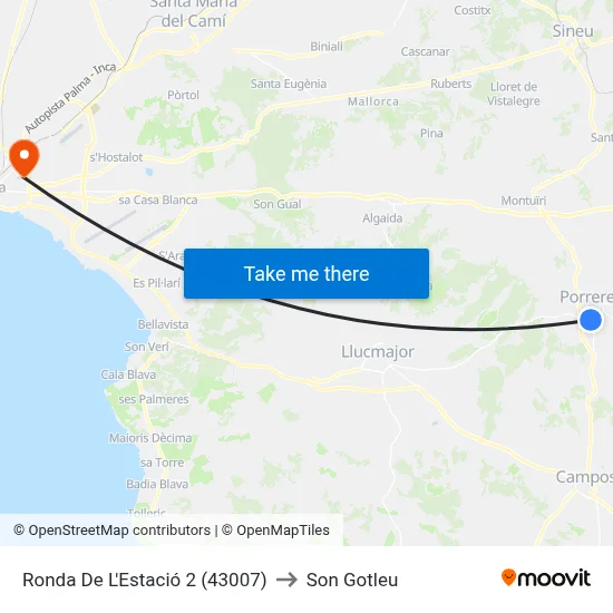 Ronda De L'Estació 2 (43007) to Son Gotleu map