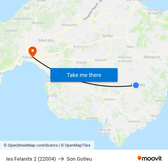 Ies Felanitx 2 (22004) to Son Gotleu map