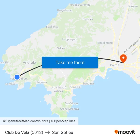 Club De Vela (5012) to Son Gotleu map