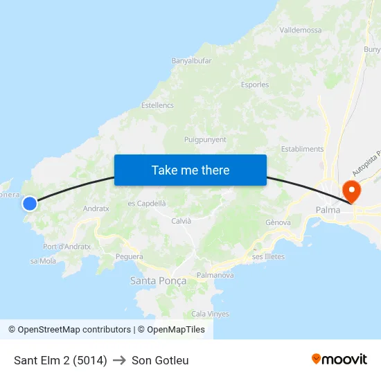 Sant Elm 2 (5014) to Son Gotleu map