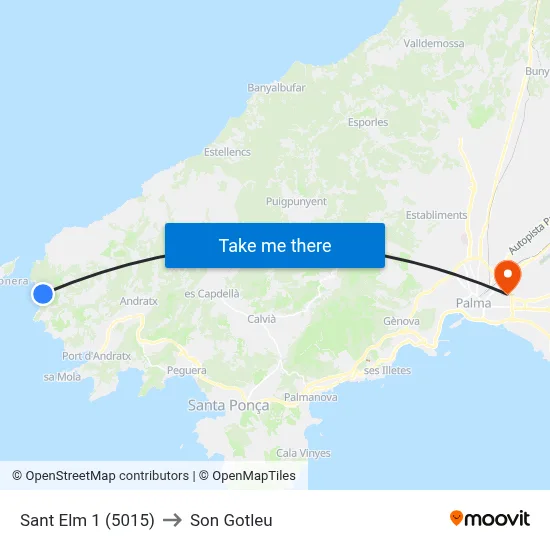 Sant Elm 1 (5015) to Son Gotleu map