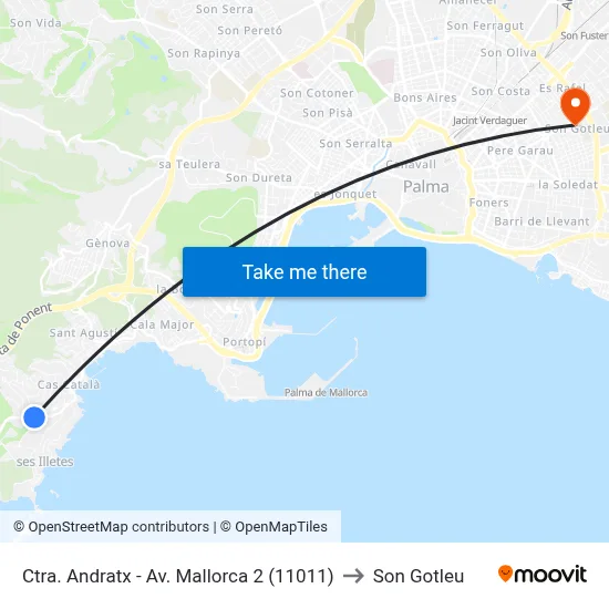 Ctra. Andratx - Av. Mallorca 2 (11011) to Son Gotleu map
