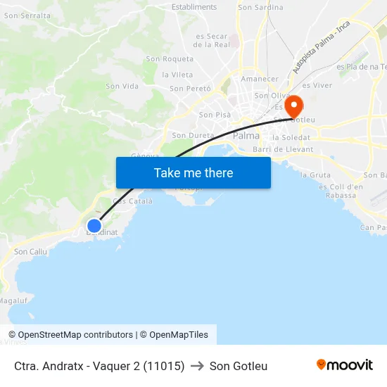 Ctra. Andratx - Vaquer 2 (11015) to Son Gotleu map