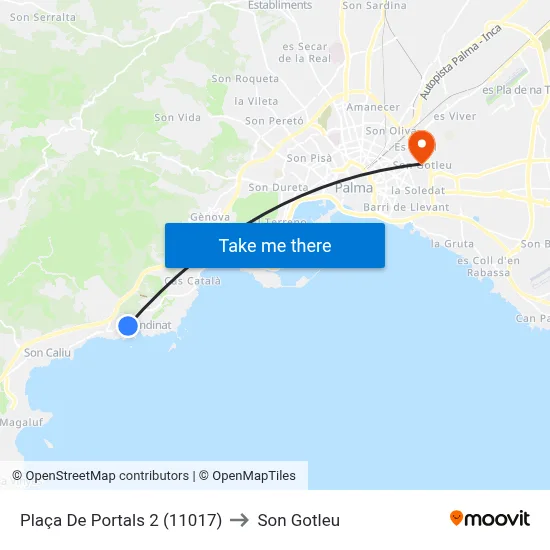 Plaça De Portals 2 (11017) to Son Gotleu map