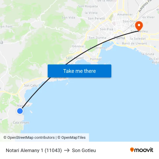 Notari Alemany 1 (11043) to Son Gotleu map