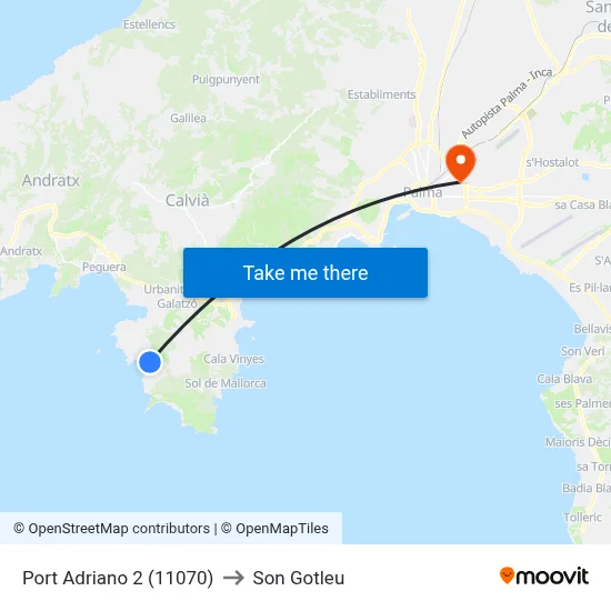 Port Adriano 2 (11070) to Son Gotleu map