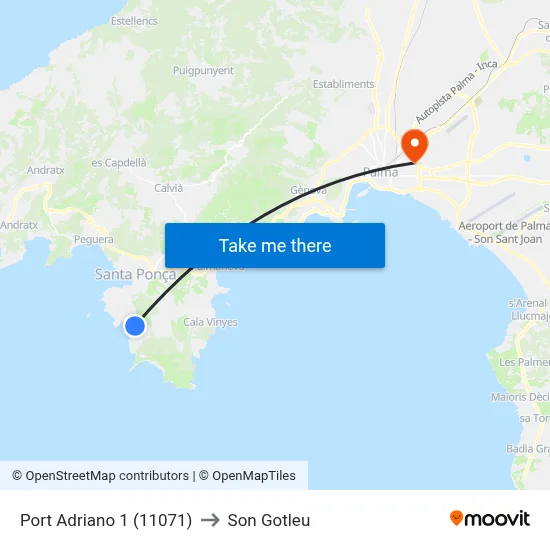 Port Adriano 1 (11071) to Son Gotleu map