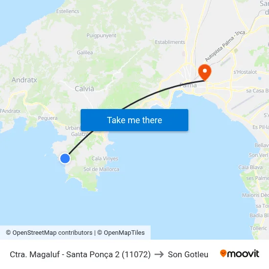 Ctra. Magaluf - Santa Ponça 2 (11072) to Son Gotleu map