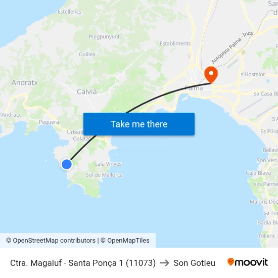 Ctra. Magaluf - Santa Ponça 1 (11073) to Son Gotleu map
