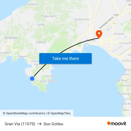 Gran Via (11079) to Son Gotleu map