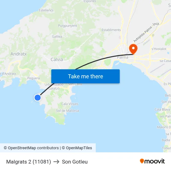 Malgrats 2 (11081) to Son Gotleu map