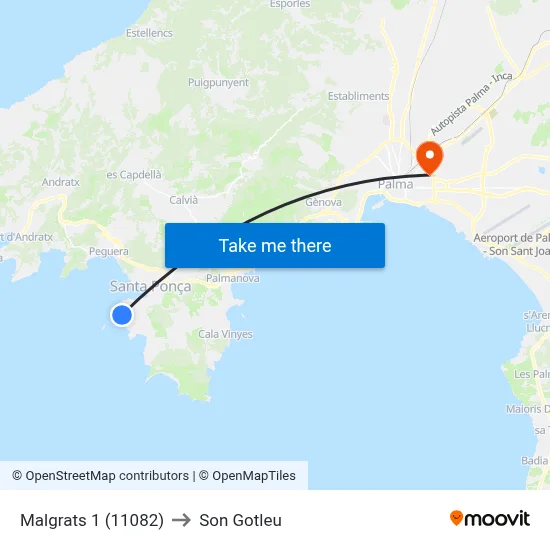Malgrats 1 (11082) to Son Gotleu map