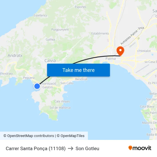 Carrer Santa Ponça (11108) to Son Gotleu map