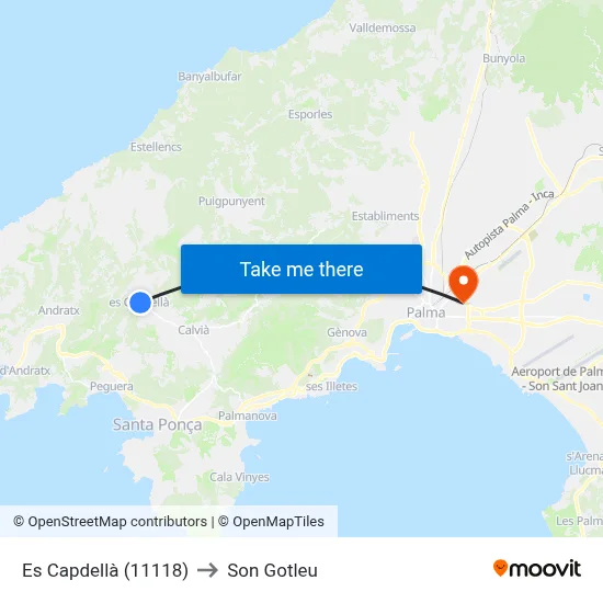 Es Capdellà (11118) to Son Gotleu map