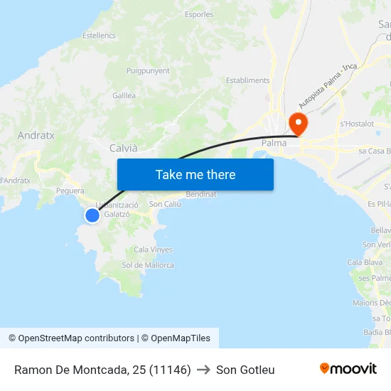 Ramon De Montcada, 25 (11146) to Son Gotleu map