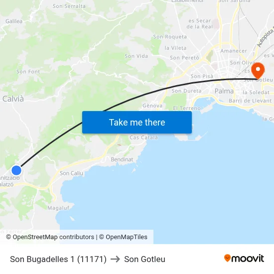 Son Bugadelles 1 (11171) to Son Gotleu map