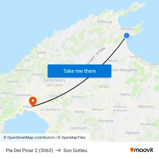Pla Del Pinar 2 (3063) to Son Gotleu map