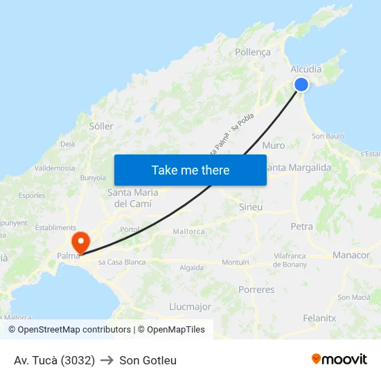 Av. Tucà (3032) to Son Gotleu map