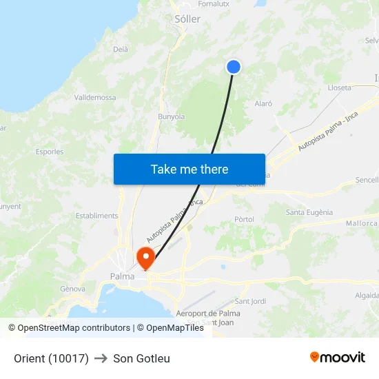 Orient (10017) to Son Gotleu map