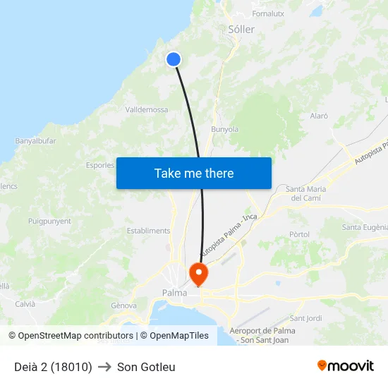 Deià 2 (18010) to Son Gotleu map