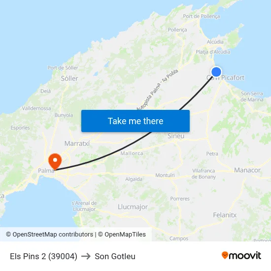 Els Pins 2 (39004) to Son Gotleu map