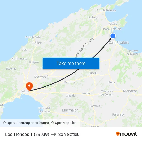 Los Troncos 1 (39039) to Son Gotleu map