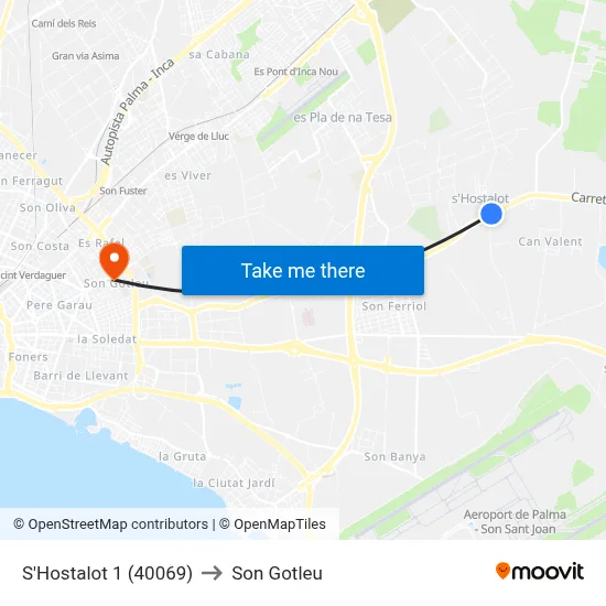 S'Hostalot 1 (40069) to Son Gotleu map